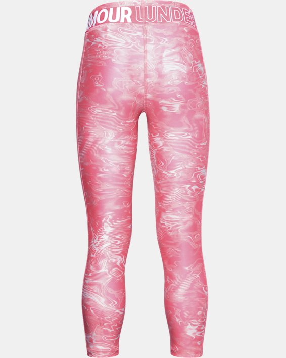 Meisjesshirt HeatGear® Armour Printed Crop, Pink, pdpMainDesktop image number 1